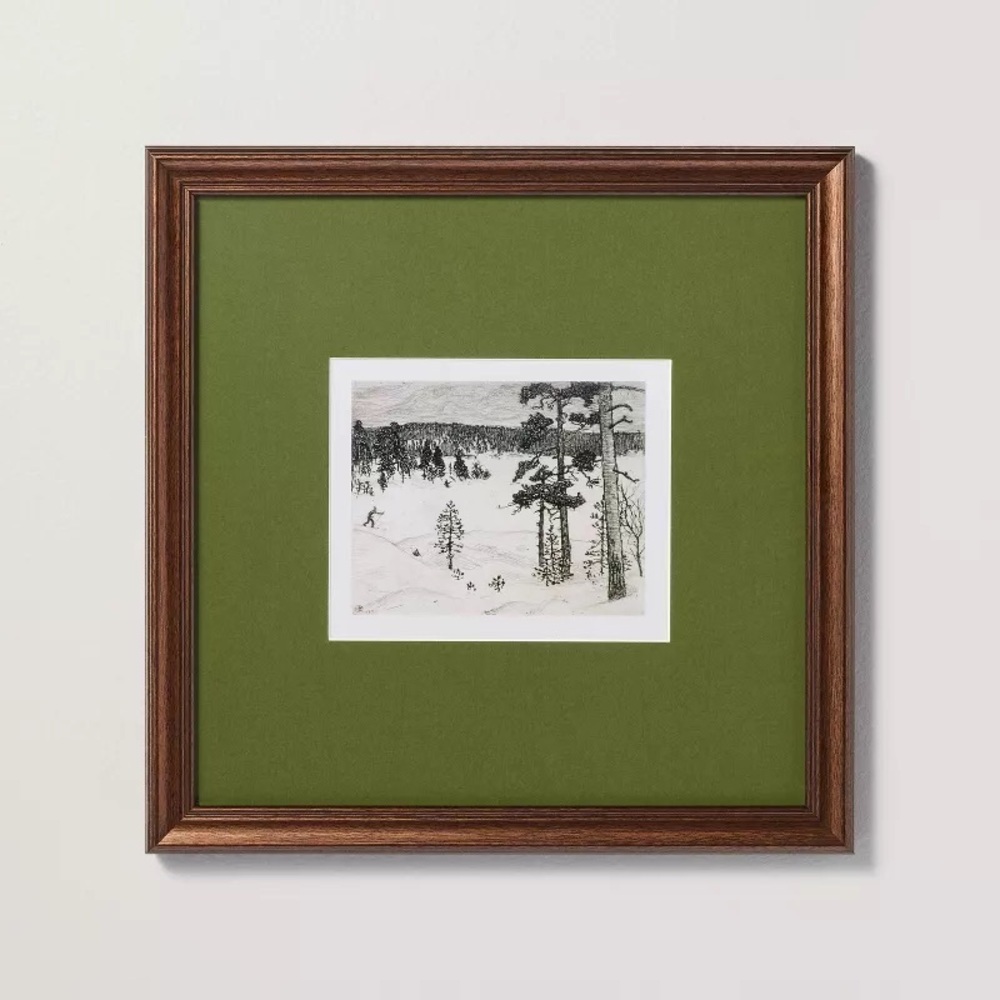12"x12" Countryside Skier Framed Christmas Wall Art - Hearth & Hand Magnolia